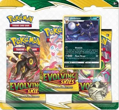 Blíster 3 sobres Cielos Evolutivos (Umbreon)
