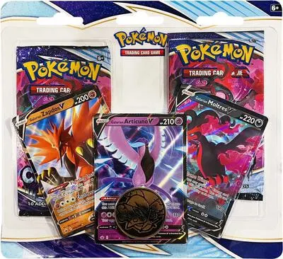 Blíster 2 sobres Reinado Escalofriante (Galarian Zapdos V, Articuno V, Moltres V)