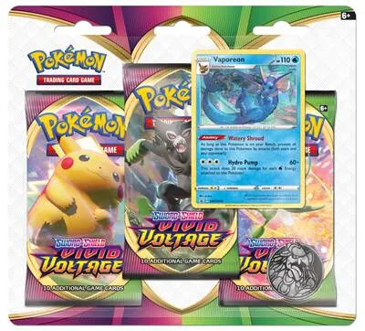 Blíster 3 sobres Voltaje Vívido (Vaporeon)